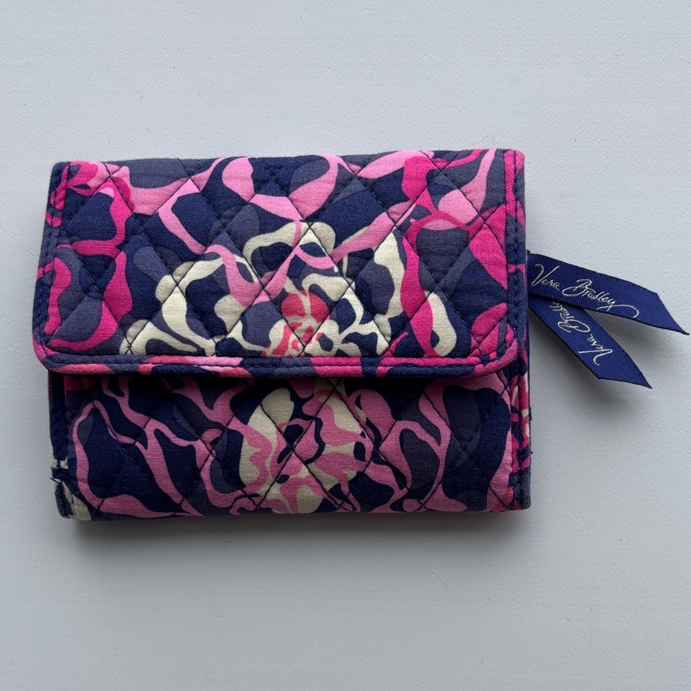 Vera Bradley Pink and Navy Quilted Wallet